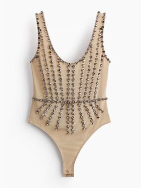 Stella McCartney H&M Crystal Embellished Mesh Bodysuit NWT size M
